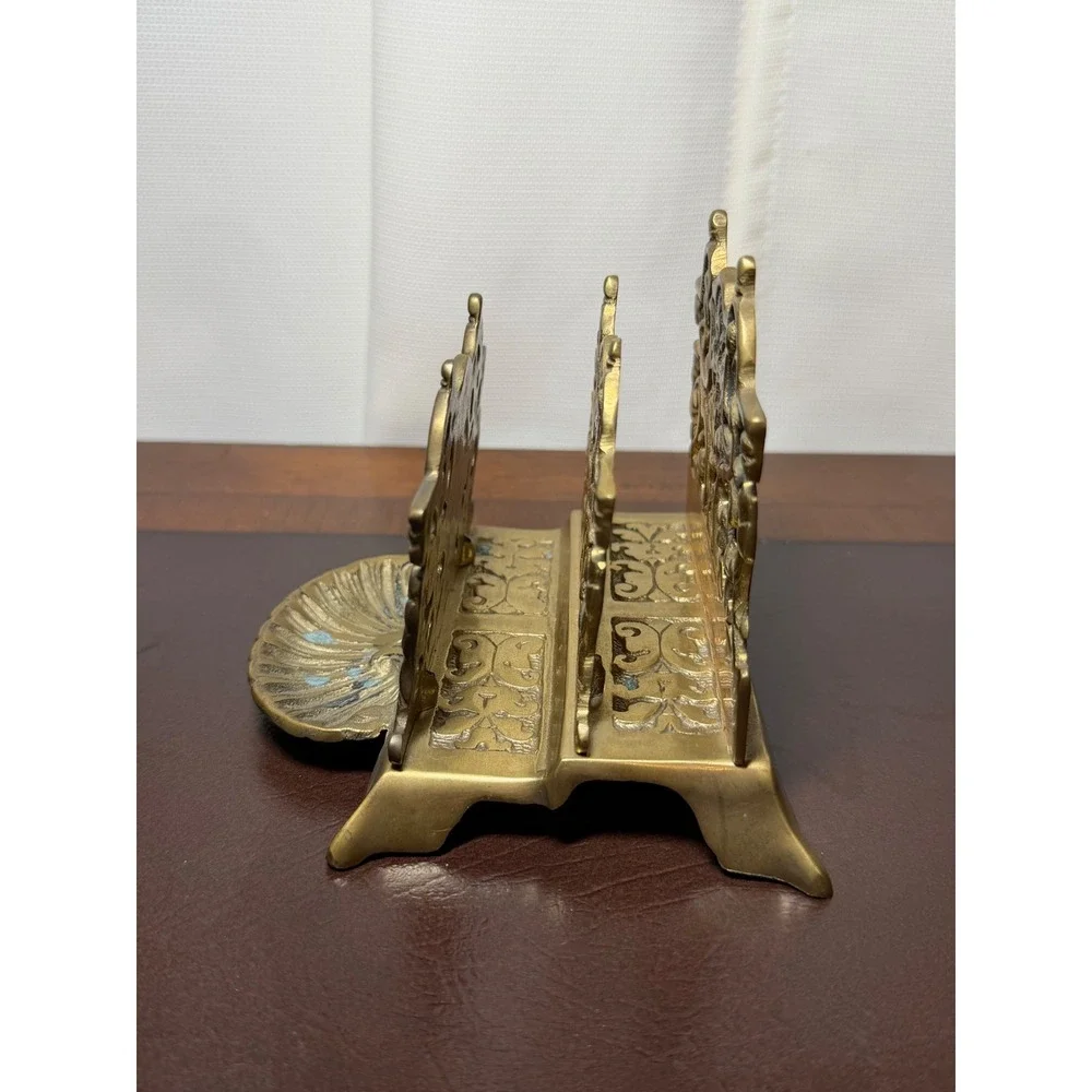 Vtg Solid Brass Letter Holder Mail Organizer Desk Art Nouveau Victorian Style - Picture 2 of 10